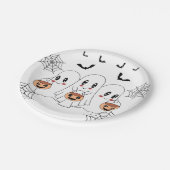Spooky Niedlich Kawaii Cartoon Ghost Halloween-Par Pappteller (Schrägansicht)