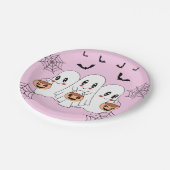 Spooky Niedlich Kawaii Cartoon Ghost Halloween-Par Pappteller (Schrägansicht)