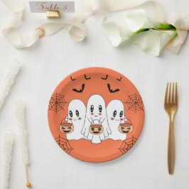 Spooky Niedlich Kawaii Cartoon Ghost Halloween-Par Pappteller