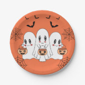 Spooky Niedlich Kawaii Cartoon Ghost Halloween-Par Pappteller (Vorderseite)