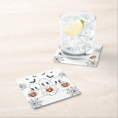 Spooky Niedlich Kawaii Cartoon Ghost Halloween-Par Rechteckiger Pappuntersetzer (Vor Ort)