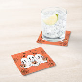 Spooky Niedlich Kawaii Cartoon Ghost Halloween-Par Rechteckiger Pappuntersetzer (Vor Ort)