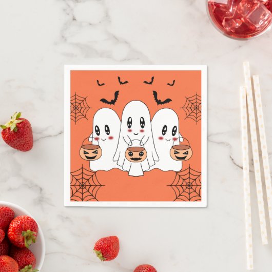 Spooky Niedlich Kawaii Cartoon Ghost Halloween-Par Serviette (Beispiel)