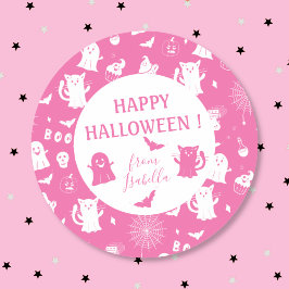 Spooky Niedlich Kid Pink Halloween Aufkleber mit N