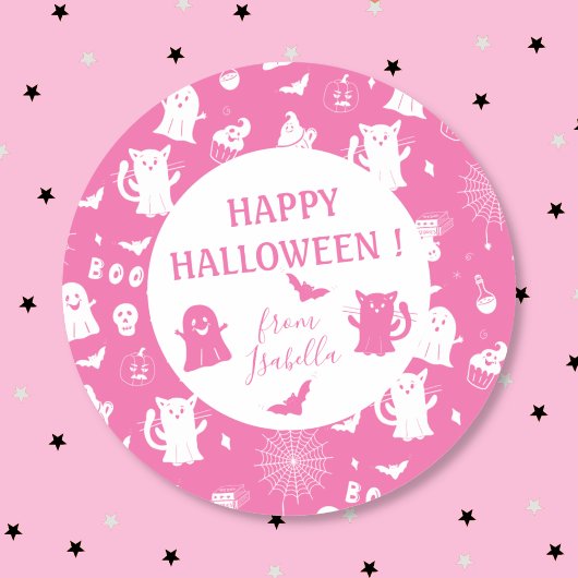 Spooky Niedlich Kid Pink Halloween Aufkleber mit N