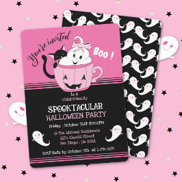 Spooky Niedlich Kids Pink Black Halloween Einladun Einladung