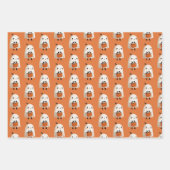 Spooky Niedlich Pumpkin Ghost Bat Pattern Hallowee Geschenkpapier Set (Vorderseite 3)