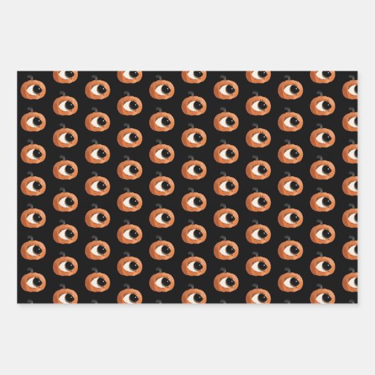 Spooky Niedlich Pumpkin Ghost Bat Pattern Hallowee Geschenkpapier Set (Vorderseite 2)