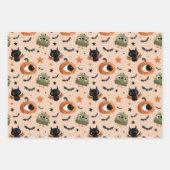Spooky Niedlich Pumpkin Ghost Bat Pattern Hallowee Geschenkpapier Set (Vorderseite)