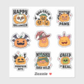 Spooky Niedlich Pumpkin Halloween Stickers Aufkleber (Blatt)