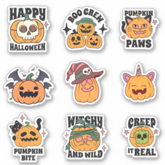 Spooky Niedlich Pumpkin Halloween Stickers Aufkleber
