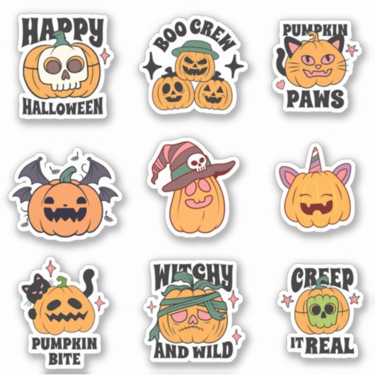 Spooky Niedlich Pumpkin Halloween Stickers Aufkleber (Vorderseite)