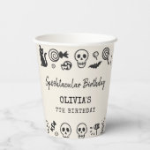 Spooky Niedlich Skeleton & Ghost Halloween Geburts Pappbecher (Rückseite)