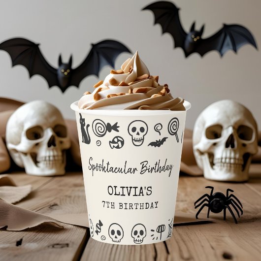 Spooky Niedlich Skeleton & Ghost Halloween Geburts Pappbecher