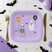 Spooky Niedlich Skeleton & Ghost Halloween Geburts Pappteller