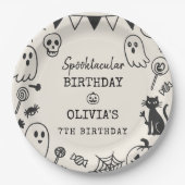 Spooky Niedlich Skeleton & Ghost Kindergeburtstag Pappteller (Vorderseite)