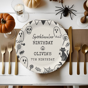 Spooky Niedlich Skeleton & Ghost Kindergeburtstag Pappteller