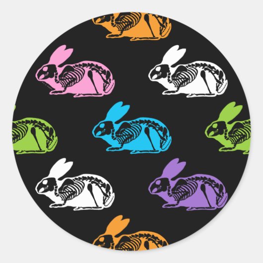 Spooky Niedlich Skeleton Ostersonniges Muster Runder Aufkleber (Vorderseite)