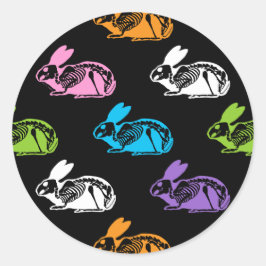 Spooky Niedlich Skeleton Ostersonniges Muster Runder Aufkleber