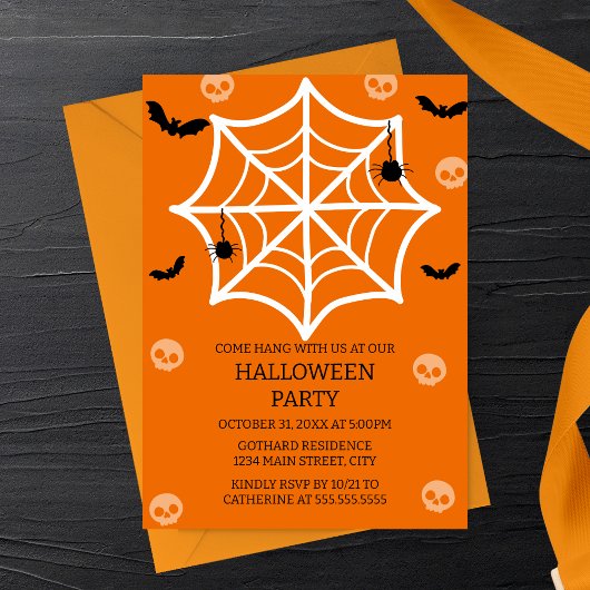 Spooky-Niedlich Spider Web Halloween-Party Einladu Einladung