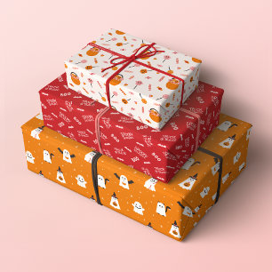 Spooky Niedlich Trick oder Treat Halloween Muster Geschenkpapier Set