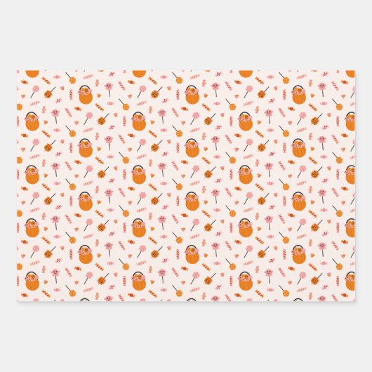 Spooky Niedlich Trick oder Treat Halloween Muster Geschenkpapier Set (Vorderseite 2)