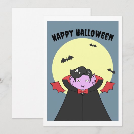 Spooky Niedlich Vampire Feiertagskarte (Vorne/Hinten)