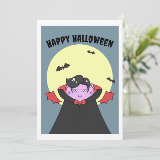 Spooky Niedlich Vampire Feiertagskarte (Stehend Vorderseite)