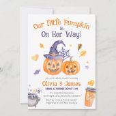 Spooky Niedlich Watercolor Kleine Pumpkin Babydusc Einladung (Vorderseite)