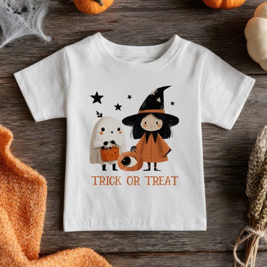 Spooky Niedlich Witch & Ghost Trick oder Treat Hal Baby T-shirt