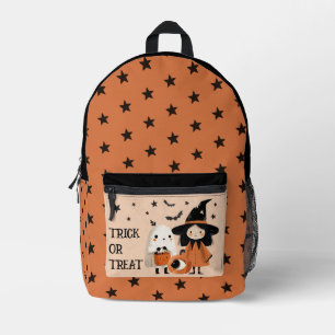 Spooky Niedlich Witch & Ghost Trick oder Treat Hal Bedruckter Rucksack