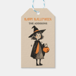 Spooky Niedlich Witch Girl Trick oder Treat Hallow Geschenkanhänger