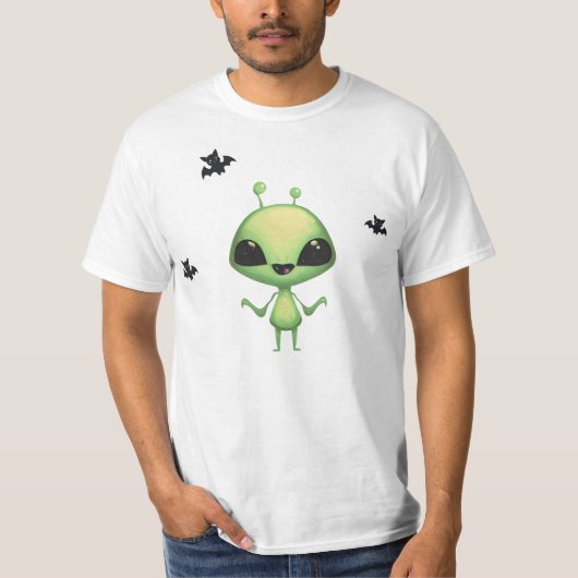 Spooky-Niedliche Alien Halloween T - Shirt (Vorderseite)