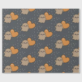 Spooky Niedliche Grid Ghost Herzmuster Geschenkpapier (Flach)