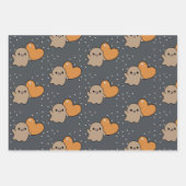 Spooky Niedliche Grid Ghost Herzmuster Geschenkpapier Set (Vorderseite 3)