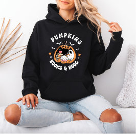 Spooky Niedliche "Pumpkins Books & Boos" Ghost Rea Hoodie