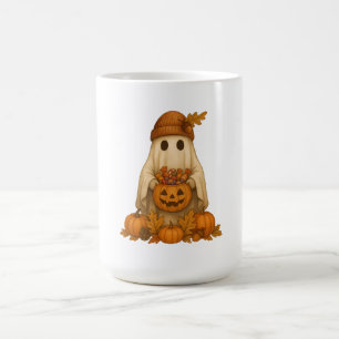Spooky Niedlicher Halloween Ghost mit Pumpkinkerze Kaffeetasse