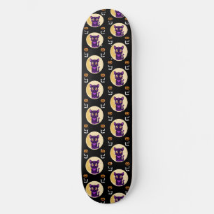 Spooky Niedlicher Lila Cartoon Cat Skateboard