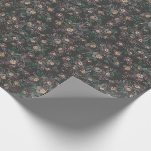 Spooky Night Blooming Floral Pattern Geschenkpapier (Ecke)