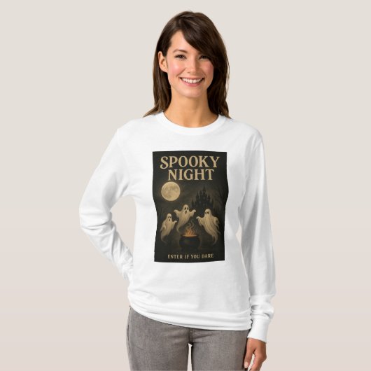 Spooky Night Enter If You Dare T-Shirt (Vorne ganz)
