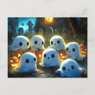 Spooky Night Friedhof Niedlich Halloween Ghost Feiertagspostkarte