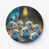 Spooky Night Friedhof Niedlich Halloween Ghost Pappteller (Vorderseite)