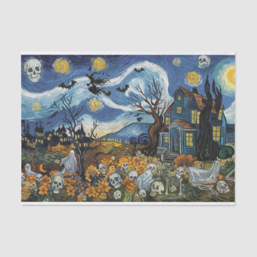 Spooky Night Halloween Ghoful Skull Spuk House Seidenpapier (Vorderseite)