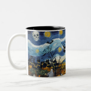 Spooky Night Halloween Ghoful Skull Spuk House Zweifarbige Tasse