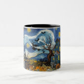 Spooky Night Halloween Ghoful Skull Spuk House Zweifarbige Tasse (Mittel)