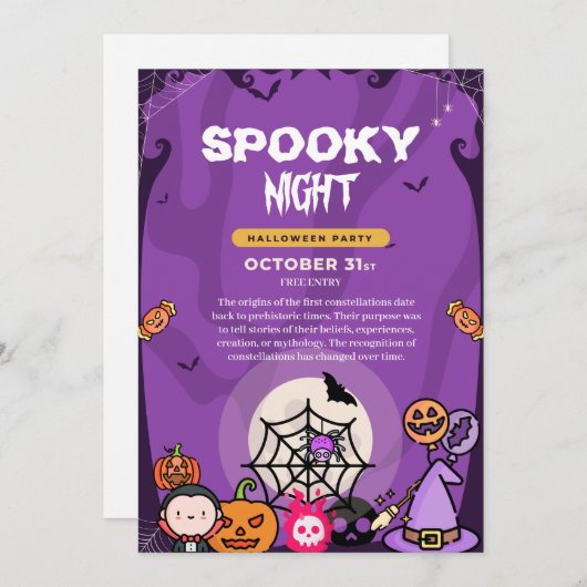Spooky Night Halloween-Party Einladung (Vorne/Hinten)
