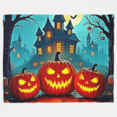 Spooky Night Haunted House Thrills Fleecedecke (Vorderseite (Horizontal))
