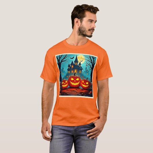 Spooky Night Haunted House Thrills T-Shirt (Vorne ganz)