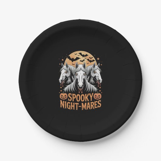 Spooky Night Mares Halloween Pferd Pappteller (Vorderseite)
