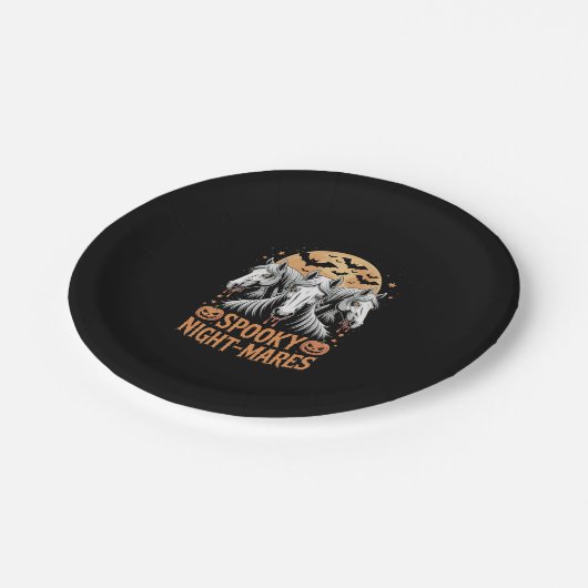 Spooky Night Mares Halloween Pferd Pappteller (Schrägansicht)